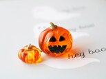 ガラスのハロウィン　ミニチュアジャックオランタン（ビビッドオレンジ透明）