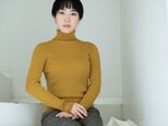 【山桃染め】Organic Cotton無縫製 Cuff borderリブタートルセーター