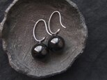 【Silver color】Black onyx Drop Earrings／ブラックオニキス ドロップピアス（14mm）