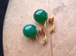 【Gold color】Green Onyx Clip Earrings/グリーンオニキス クリップイヤリング(12mm)