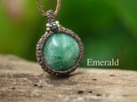 まんまる新緑 半貴石★エメラルド★マクラメネックレス 2104