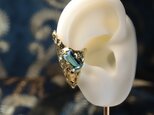 【受注生産】幅広イヤカフ 「Brass×カットガラス」マリンブルービジュー