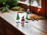 サンタ くんとツリーのミニオブジェ 置物 ステンドグラス クリスマス X'mas サンタクロース