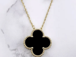 幸せのクローバーネックレス 20mm（オニキス）【高品質！送料無料！当日発送！】