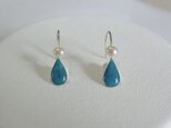 七宝焼｜雫ピアス　淡水パールと青の輝き
