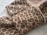 ハンドメイド◆差し込み式マフラーレオパードウール混ニツトファー