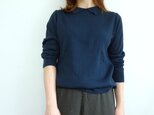 「オンからオフにも」襟付き12Gワイドリブニット<アイアンネイビー>