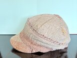 秋の彩りを纏う　裂き織り  キャップ