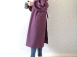 毎日の割烹着。しっかり素材で頼れる1枚。コットンリネンキャンバス『パープル』