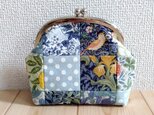 ウィリアムモリス＆ドット　パッチワークのがま口ポーチ　12cm口金　410