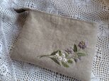 リネン*手刺繍*ボタニカル*ポーチ
