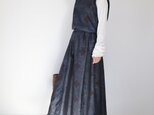 藍色大島紬のセットアップ風ワンピース（花菱と雲文様・L）