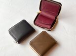【受注製作】ラウンドジップ二つ折り財布【カラー選択】【名入れオプション】バイカラー　革財布　クリスマス　コンパクト財布