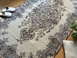116×207淡いベージュ×ラベンダーグレイ　メダリオン　トルコヴィンテージラグ