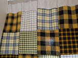 ♥️チェック柄♥️アメカジ❤秋冬♡マスタードイエロー♥️大きめパッチワーク♥️のれん★85✕150★