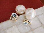 ライトアゾレ＆コットンパールキャッチピアス