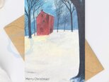 （56）雪の公園と教会の風景のクリスマスカード　3枚セット
