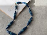NT14-【 TRIFARI 】トリファリ・ヴィンテージネックレス  Deep Blue Green Beads
