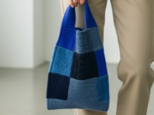 レジ袋タイプ　バッグ【送料込み】古着リメイク　ブルー