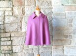 【 エレガント ケープ コート 】　かぶらない個性的な色のケープ　スモーキーピンクパープル 大人ピンク　ウール100％
