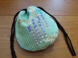 可愛い巾着（相良刺繍・藤）