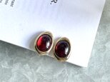 YA193-【 AVON 】エイボン・ヴィンテージイヤリング Garnet Red Glass Cabochon