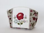 花刺繍ポーチ 赤