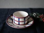 1 バスク柄　ティーカップ＆ソーサー　フランスアンティーク　ブロカント　アンティークのある暮らし