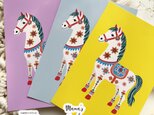 ⭐️9点売れました《幸せを運ぶ馬》☘️2026 午年 ダーラナホース 可愛い 北欧 イラスト ポストカード 3枚 ハガキ
