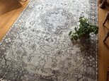 超大判161×285 メダリオン グレイ×クリーム トルコヴィンテージラグ