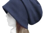 ルーズワッチキャップ◆ワッフル織コットンニット／ネイビー　◇ゆったりサイズ・小顔効果・オールシーズン着用◇
