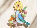 青い小鳥とイロトリドリのお花 ✤《ステンドグラス》