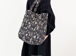 ⭐️2点売れました⭐️《上品な花模様 織り》チャコールグレー ラメ アイボリー 花柄 フォーマル (中) トートバック