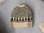 北欧柄手編みのニット帽子/シェットランドウール