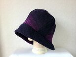 魅せる帽子☆ふんわり軽い♪ウールのグラデーションクロッシュ～ブラック&パープル