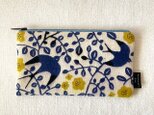 型染めポーチS「つばめと花」