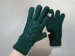 メリノウール100%スマホ対応手袋/深緑（メンズM）
