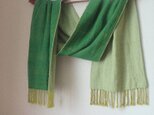 「aさまご依頼品」手織りカシミアマフラー・・グリーン