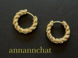 【 k18 gold plated twist フープピアス】18金