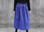 コーデュロイ ギャザースカート（ ロイヤルブルー ）ロング マキシ ポケット ブルー 青