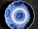 六つの紫陽花◆線描きで素敵。伊万里 紫陽花文染付線描き七寸中皿 骨董・antiques 蝶々 江戸末期 i1