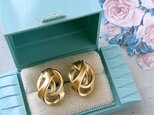 《ANNE KLEIN》 matte gold rough knot アンクライン ヴィンテージイヤリング