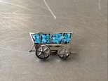 Vintage 90s USA retro turquoise horse wagon brooch