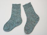 手編みの靴下 「オールドターコイズ」