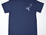 イカＴシャツ、釣り、ネイビー、魚Ｔシャツ, サカナ、半袖シャツ
