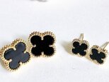 天然オニキス 18金G Pスタッドピアス 15mm 9mm サイズ