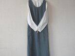 リネンのジャンパースカート　ブルーグレイ