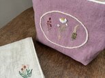 リボン刺繍ポーチとダブルガーゼハンカチのセット