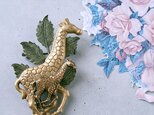 mother & calf giraffes safari brass ヴィンテージブローチ