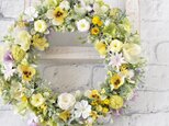 ephemeral　yellow 　はかなげな　きいろのリース：パンジー　スイトピー　ミニバラ